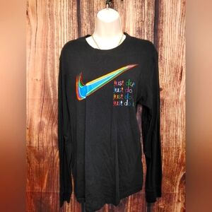Nike Black Long Sleeve Shirt Colorful Size Medium Mens